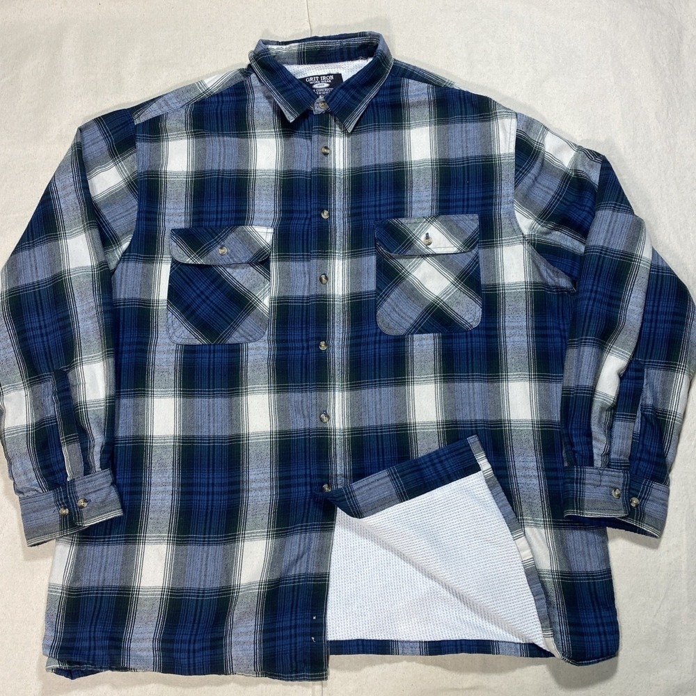 Grit Iron Workwear Flannel Shirt Jacket Heavy Construction Blue Lined XL